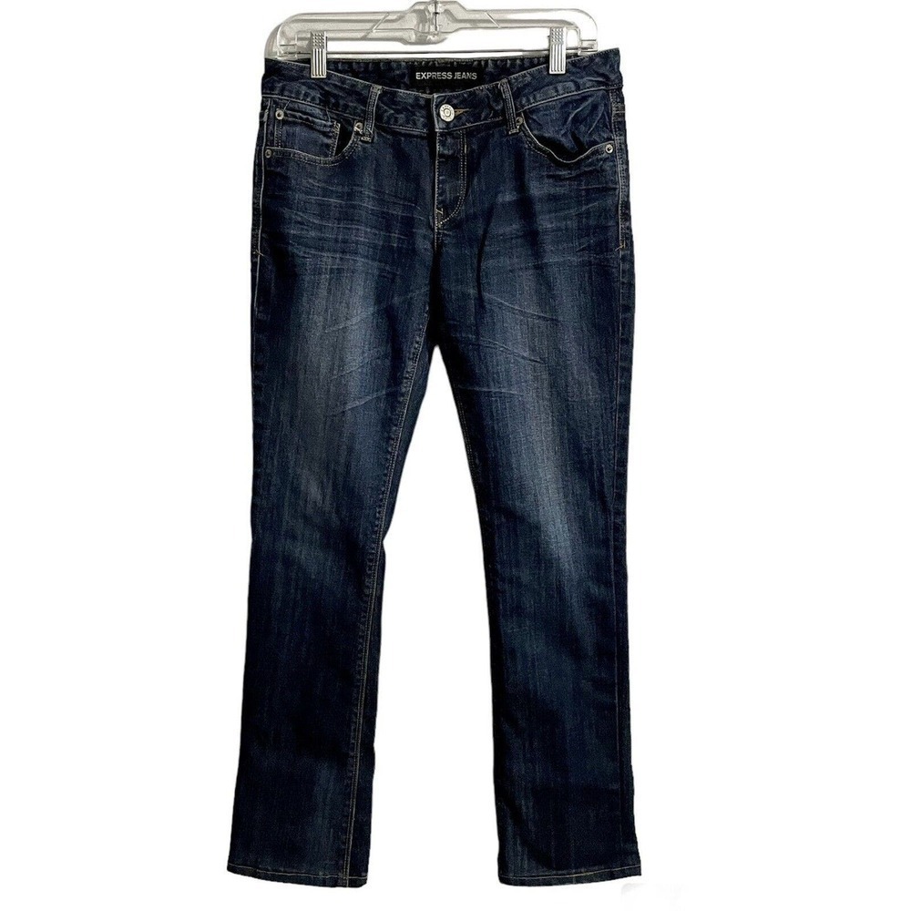 Express Jeans Stella Low Rise Bootcut Denim Blue Size 6 R Dark Wash Y2K …